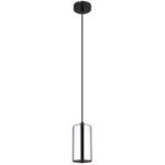 Lampă cu suspensie metal negru mat, sticlă fumurie, cablu PVC negru, ø: 110mm, I: 1200mm, fără 1x E27 25W 230V - imagine 3