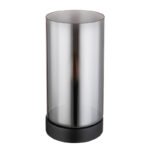Lampă de masă metal negru mat, sticlă fumurie, întrerupător pe cablu, ø: 110mm, I: 225mm, lungime cablu 1500mm, excl. 1x E14 25W 230V - imagine 3