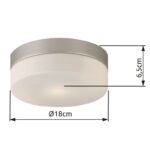 Plafoniera, nichel mat, sticla mata, D: 180, H: 65, excl 1xE27 ILLU 60W 230V - imagine 2