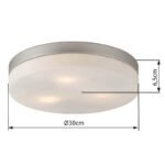 Plafoniera, nichel mat, sticla mata, D: 300, H: 65, excl 3xE27 ILLU 40W 230V - imagine 3