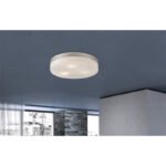 Plafoniera, nichel mat, sticla mata, D: 300, H: 65, excl 3xE27 ILLU 40W 230V