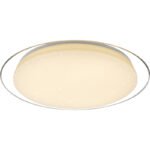 Plafoniera, metal alb, crom satinat, plastic,décor: acril transparent , 3000K-6500K comutabil, dimabil, culori fixabile, telecomanda, D: 460, H: 85, inclusiv 1xLED 30W 230V, 2200lm., 2700-6500K
