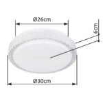 Plafoniera metal alb, acril alb , cristale din plastic transparent, CCT prin întrerupător de perete, décor stralucitor, culorile pot fi fixate, D: 300, H: 80, incl. 1xLED 12W 230V, sursă 1100lm, ieșire 980lm, CCT 3.000-4500-6.500 - imagine 6