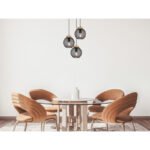 Suspensie metal negru mat, lemn maro, metal negru mat, D: 280, H: 1200, excl 3xE27 60W 230V - imagine 2