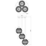 Suspensie metal negru mat, lemn maro, metal negru mat, D: 280, H: 1200, excl 3xE27 60W 230V - imagine 5