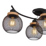 Plafoniera metal negru mat, lemn maro, metal negru mat, LxLxH: 600x350x230,excl 4xE27 60W 230V - imagine 4