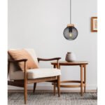 Suspensie metal negru mat, lemn maro, metal negru mat, D: 200, H: 1200, excl 1xE27 60W 230V - imagine 3