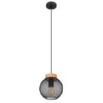 Suspensie metal negru mat, lemn maro, metal negru mat, D: 200, H: 1200, excl 1xE27 60W 230V - imagine 4