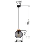 Suspensie metal negru mat, lemn maro, metal negru mat, D: 200, H: 1200, excl 1xE27 60W 230V - imagine 6