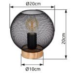 Veioza lemn maro, metal negru mat, comutator, D: 200, H: 200, excl 1xE27 60W 230V - imagine 6
