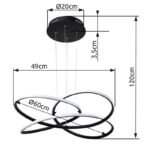 Suspensie, metal negru mat, plastic alb, lumina de veghe, D:600, H:1200, inkl. 1xLED 30W 230V, 2450lm Source, 1370lm Output, 3000K - imagine 5