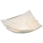 Plafoniera, crom, alb, sticla mata, linii decorative, LxWxH: 250x250x60, excl 1xE27 ILLU 60W 230V