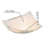 Plafoniera, crom, alb, sticla mata, linii decorative, LxWxH: 250x250x60, excl 1xE27 ILLU 60W 230V - imagine 4
