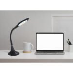 Lampa de birou plastic negru, metal negru, brat flexibil, , Touch ON/OFF, dimabila, Touchdimmer, LxBxH:500x177x700, inkl. 1xLED 9W 230V, 880lm Source, 620lm Output, CCT 3.00-4500-6.500K