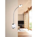 Aplica de perete, aluminiu crom, sticlă satinată, cablu 1,5 m transp, comutator, LxWxH: 300x90x510, incl. 1xLED 6W 11V, 450lm, 3000K - imagine 2