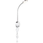 Aplica de perete, aluminiu crom, sticlă satinată, cablu 1,5 m transp, comutator, LxWxH: 300x90x510, incl. 1xLED 6W 11V, 450lm, 3000K
