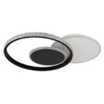 Plafonieră, metal alb mat, metal negru mat, acrilic opal, cristale de plastic transparent, LxLxA: 450x320x65mm, diametru inel: 1 x 16,2 cm, 23,5 cm, 32 cm fiecare, inclusiv LED 18W 230V, sursă 2196lm, putere 1289lm, 3000K - imagine 3