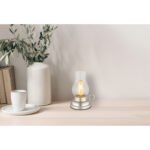 lampă de masă plastic șampanie mat, sticlă transparentă, plastic chihlimbar, Touch On/Off, Touchdimmer, excl. adaptor, USB-A 2.0 - USB-C, Accu inclus CR18650 1200mAh 3.7V, Lxlxh: 125x107x175mm, incl. LED 1W 230V, sursă 80lm, ieșire 65lm, 2700K - imagine 2