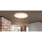 Plafoniera, metal alb, plastic, decor inel de crom, D: 370, H: 80, inclusiv 1xLED 24W 230V 1800lm 3000K