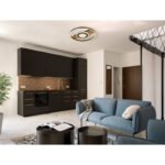 Plafonieră metalică aspect lemn, metal negru mat, aluminiu negru mat, acrilic opal, cristale acrilice transparente, ø: 405mm, H: 55mm, incl. LED 24W 230V, sursă 3000lm, ieșire 800lm, 3000K - imagine 2