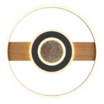 Plafonieră metalică aspect lemn, metal negru mat, aluminiu negru mat, acrilic opal, cristale acrilice transparente, ø: 405mm, H: 55mm, incl. LED 24W 230V, sursă 3000lm, ieșire 800lm, 3000K - imagine 4