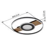 Plafonieră metalică aspect lemn, metal negru mat, aluminiu negru mat, acrilic opal, cristale acrilice transparente, ø: 405mm, H: 55mm, incl. LED 24W 230V, sursă 3000lm, ieșire 800lm, 3000K - imagine 6