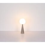 Lampă de masă din metal nichel mat, glob din sticlă opalină, cablu textil negru, întrerupător pe cablu, ø: 200mm, H: 495mm, lungime cablu 1460mm, fără 1x E27 40W 230V - imagine 4