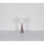 Lampă de masă din metal nichel mat, glob din sticlă opalină, cablu textil negru, întrerupător pe cablu, ø: 200mm, H: 495mm, lungime cablu 1460mm, fără 1x E27 40W 230V - imagine 5