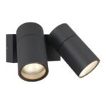 Aplica de exterior aluminiu antracit mat, plastic negru mat, sticlă transparentă, rotativ/orientabil, IP44, LxA: 150x118mm, AL: 105mm, excl. 2x GU10 35W 230V