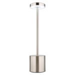 Lampa de masa metal nichel mat, plastic alb, touch on/off, dimmerabil, variator tactil continuu, USB-A 2.0 - USB-C, baterie inclusa CR18650 1200mAh 3.7V, ø:80mm H:340mm, lungime cablu 800mm, LED 1.2W 230V, sursa 197lm,iesire 138lm, CCT2000/7000/3500K - imagine 4