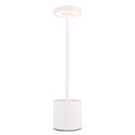 Lampa de masa metal alb mat, plastic alb, touch on/off, dimmerabil, variator tactil continuu, USB-A 2.0 - USB-C, baterie inclusa CR18650 1200mAh 3.7V, ø:80mm, H:340mm, lungime cablu 800mm, LED 1.2W 230V, sursa 197lm, iesire 138lm, CCT 2000/7000/3500K