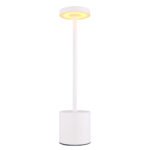 Lampa de masa metal alb mat, plastic alb, touch on/off, dimmerabil, variator tactil continuu, USB-A 2.0 - USB-C, baterie inclusa CR18650 1200mAh 3.7V, ø:80mm, H:340mm, lungime cablu 800mm, LED 1.2W 230V, sursa 197lm, iesire 138lm, CCT 2000/7000/3500K - imagine 4