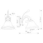 Aplica de perte alamă antică, sticlă optic alabastru alb, LxH: 190x255, AL: 280, excl 1xE27 60W 230V - imagine 2