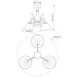Plafoniera alamă antică, sticlă optic alabastru alb, D: 600, H: 365, excl 3xE27 60W 230V - imagine 2