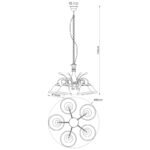 Candelabru alamă antică, sticlă optic alabastru alb, D: 600, H: 1000, excl 5xE27 60W 230V - imagine 2