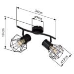 Spot bara, metal negru, LxBxH:340x130x190, exkl. 2xE27 40W 230V - imagine 6