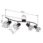 Spot bara, metal negru, orientabil,  LxBxH:800x225x190, exkl. 4xE27 40W 230V - imagine 6