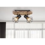 Spot metal negru, aspect lemn plastic, metal negru, Lxlxh: 385x120x230mm, excl 2x E27 60W 230V - imagine 2