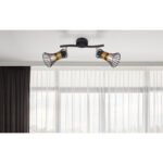 Spot metal negru-auriu, tije metalice negru-auriu lxh. 290x220, excl 230V 2xE14 40W