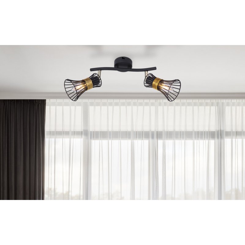 purra-54814-2-g24093-6 Spot metal negru-auriu, tije metalice negru-auriu lxh. 290x220, excl 230V 2xE14 40W - imagine 1