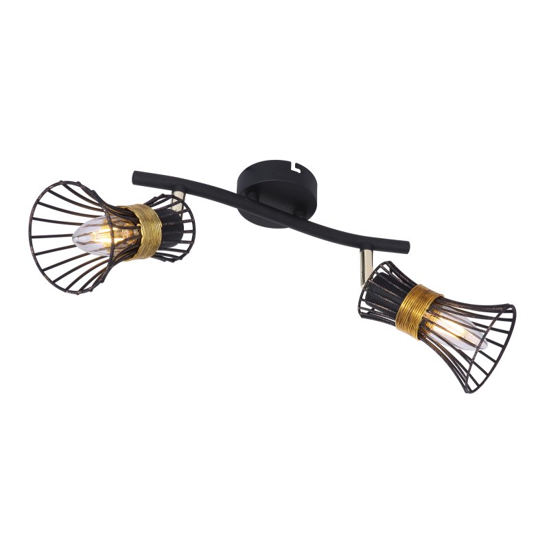 purra-54814-2-g24093 Spot metal negru-auriu, tije metalice negru-auriu lxh. 290x220, excl 230V 2xE14 40W - imagine 1