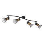 Plafoniera metal negru-auriu, tije metalice negru-auriu, mobil, lxh: 700x220, excl 4xE14 40W 230V. - imagine 3