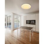 Plafoniera metal alb, acril,inel cromat, Google Assistant+Alexa, funcție cu memorie, lumină de veghe, dimabil, telecomandă, culori fixabile, D: 480, H: 70, LED 28W 230V,2200lm, CCT 3000-6000K - imagine 2