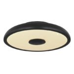 Plafoniera, plastic negru/alb, Bluetooth, difuzor 3W, functie de memorie, lumina de noapte, efect stralucitor, reglabila, IP44, telecomanda, 1xAAA, Ø280, V:55, LED 18W 230V, sursa 1800lm, iesire 820lm, LED RGB 3W , 3000-6500K
