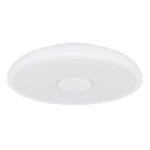 Plafoniera, plastic alb, Bluetooth, difuzor 3W, functie memorie, lumina de noapte, reglabila, IP44, telecomanda, schimbator de culoare, 1xAAA, Ø280, V:55, LED 18W 230V, sursa 1900lm, iesire 1100lm, LED RGB 3W , 3000-6500K - imagine 3