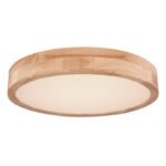 Plafoniera metal alb, lemn natural, plastic mat, funcție  memorie, reglabilă, telecomandă, culori fixabile, D: 400, H: 105, incl. 1xLED 24W 230V, ieșire 120-1800lm, sursă 240-3200, CCT 2700-6500