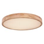 Plafoniera metal alb, lemn natural, plastic mat, funcție  memorie, reglabilă, telecomandă, culori fixabile, D: 600, H: 105, incl. 1xLED 48W 230V, ieșire 240-3500 lm, sursă 400-5300 lm, CCT 2700 - 6500 K
