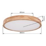 Plafoniera metal alb, lemn natural, plastic mat, funcție  memorie, reglabilă, telecomandă, culori fixabile, D: 600, H: 105, incl. 1xLED 48W 230V, ieșire 240-3500 lm, sursă 400-5300 lm, CCT 2700 - 6500 K - imagine 6