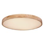 Plafoniera metal alb, lemn natural, plastic mat, funcție  memorie, reglabilă, telecomandă, culori fixabile, D: 800, H: 105, incl. 1xLED 60W 230V, eșire 300 - 2600 lm, sursă 550 - 7000 lm, CCT 3.000-6.000K
