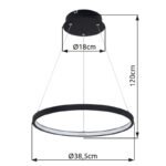 Suspensie, metal negru mat, plastic alb, Ø 385, H: 1200, inclusiv 1xLED 19W 230V, sursa 2600lm, iesire 900lm, 3000K - imagine 5